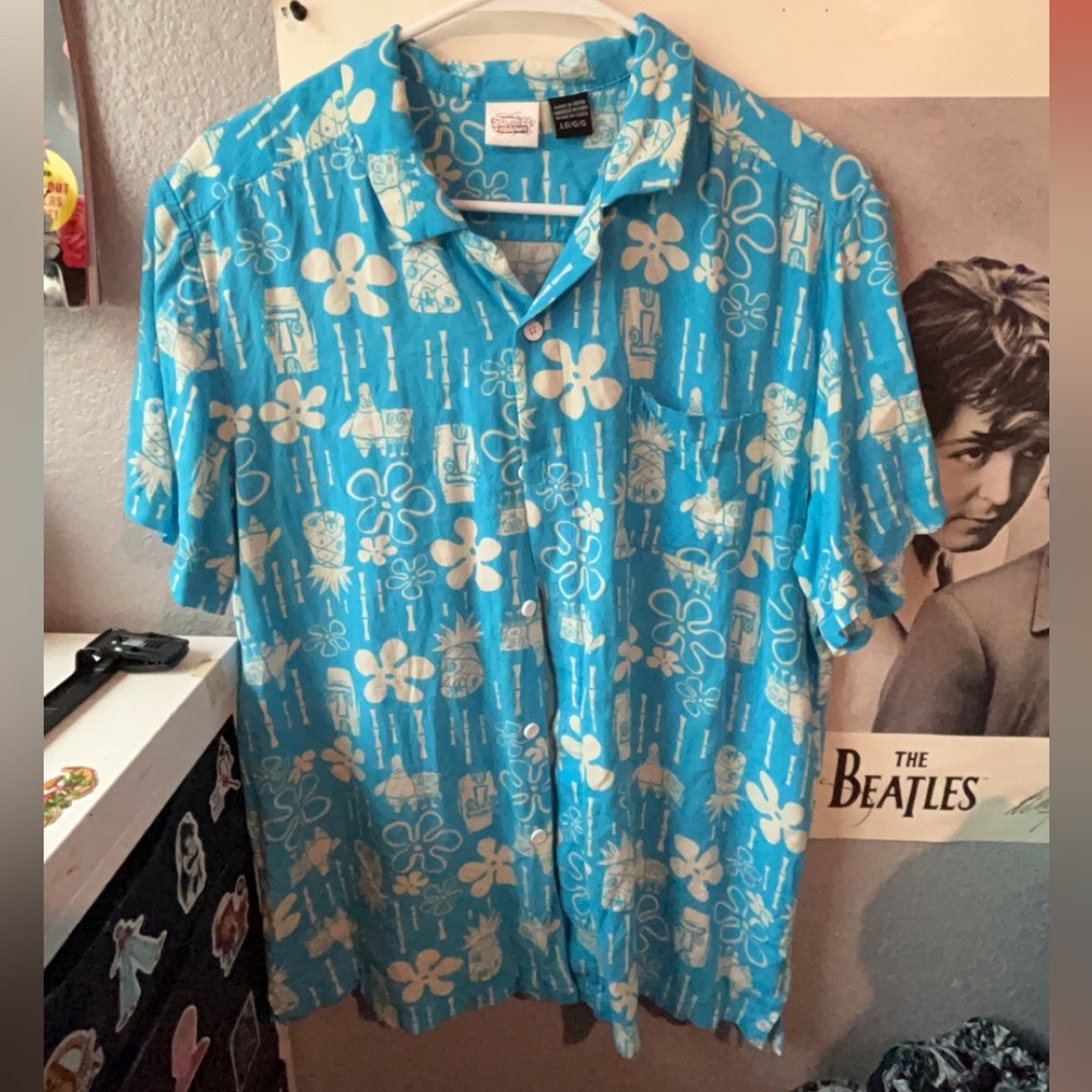 blue spongebob button up